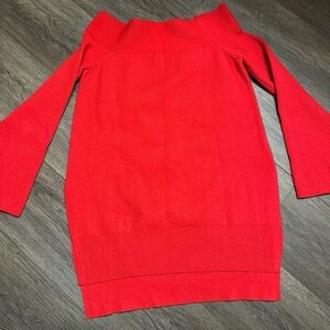 Anthropologie Vibrant Red Off-Shoulder Sweater